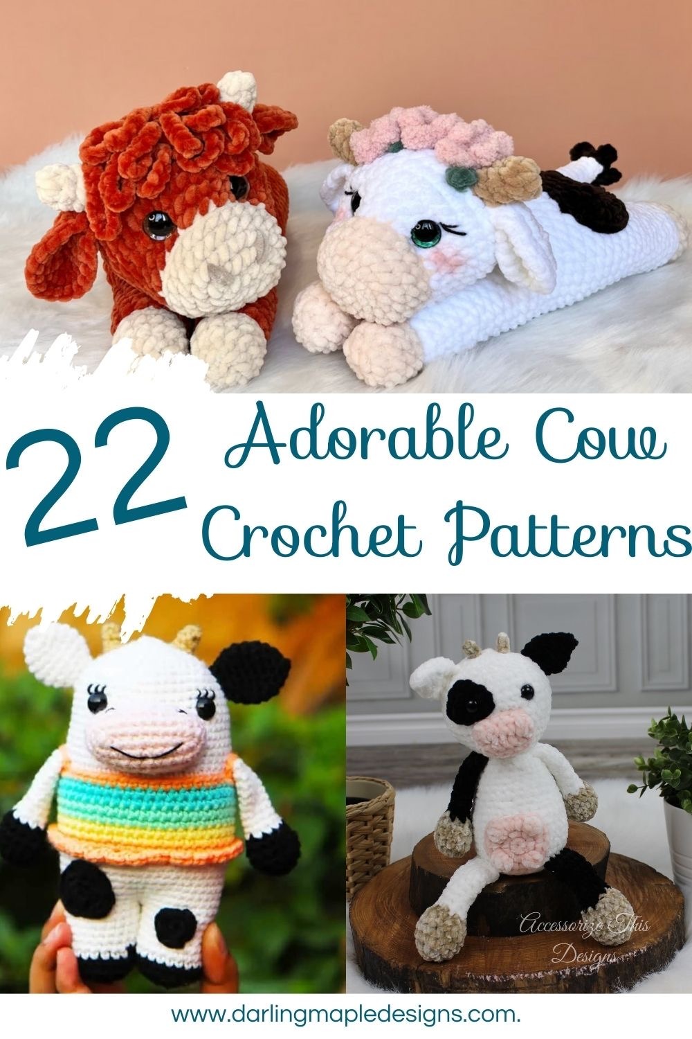 22 Adorable Crochet Cow Patterns - Darling Maple Designs