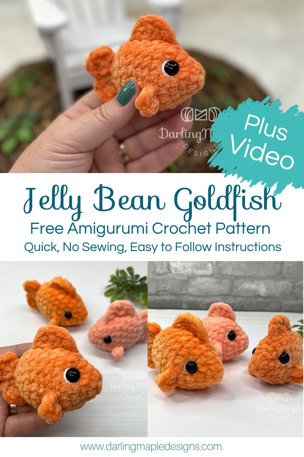 No-Sew Crochet Goldfish Pattern: Free ‘Jelly Bean’ Amigurumi Collection ...